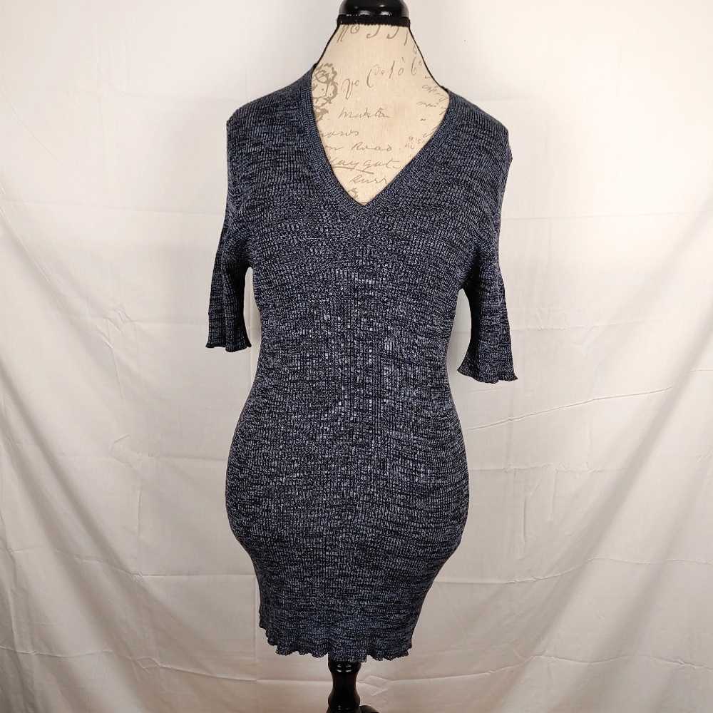 PRADA MILANO Italy Cool Rib Denim Blue Cotton Knit Dress Size 52 - Picture 3 of 15